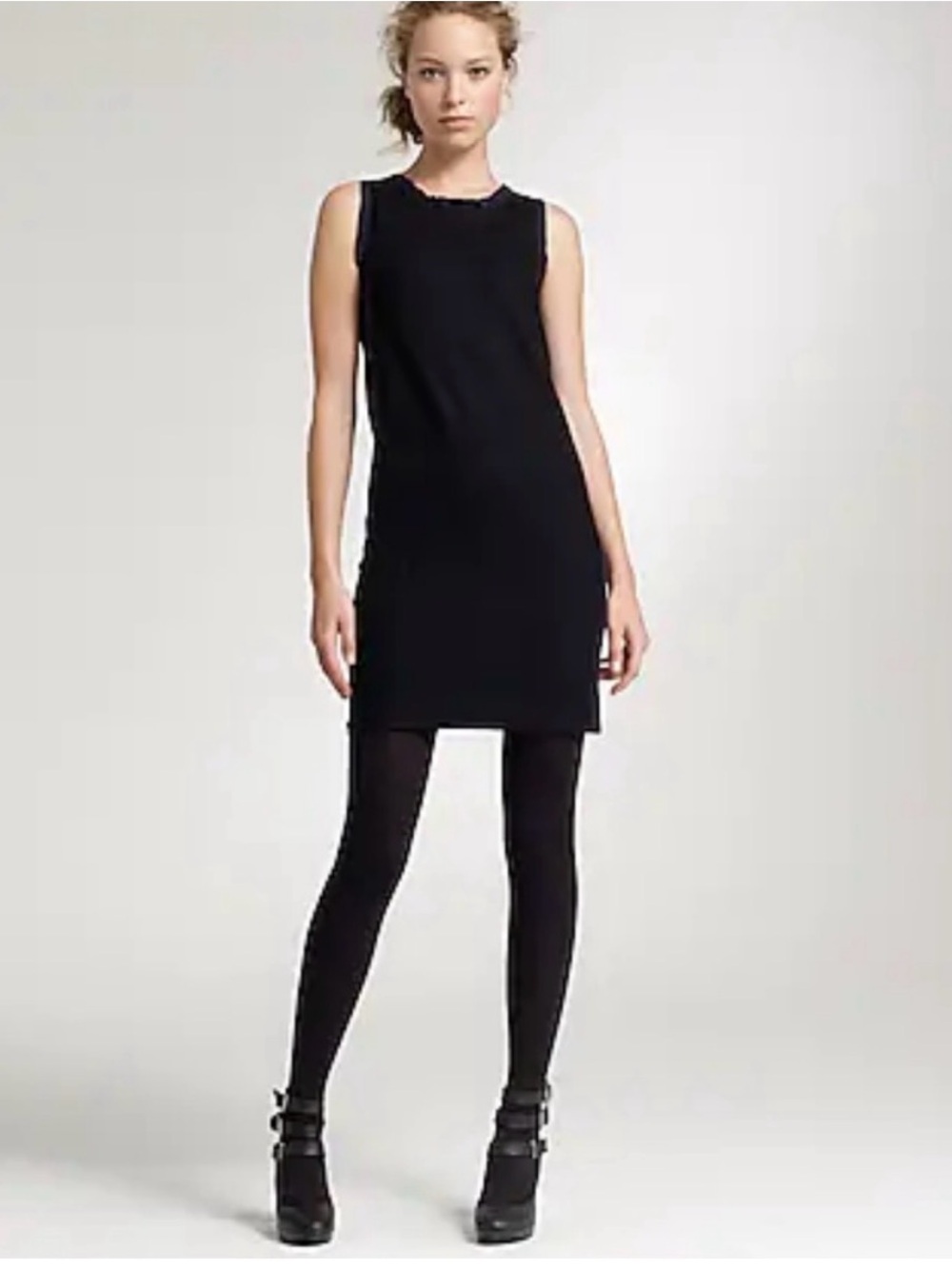 JCrew Classic Sleeveless‎ Navy Wool Shift Dress Size 8